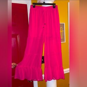 Sheer Pink Wide-Leg Pants